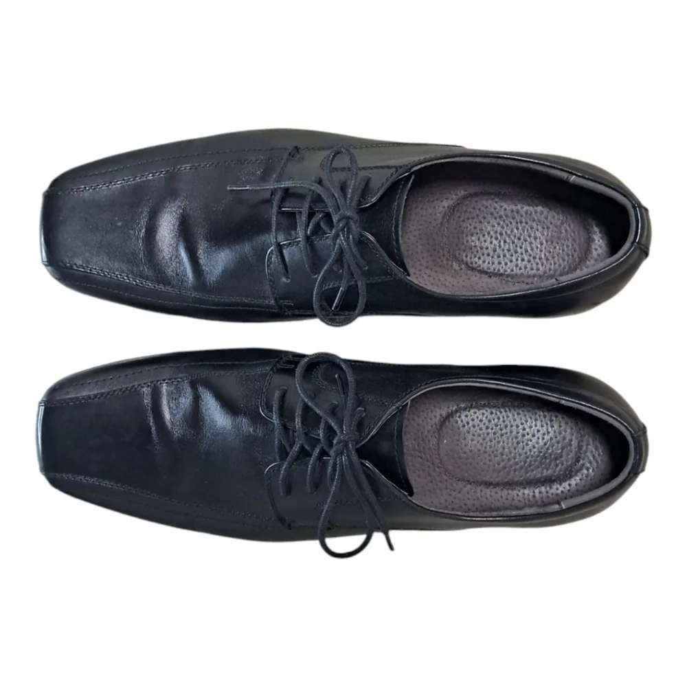 Asher Green Black Leather Oxfords Size 13 - Picture 6 of 14